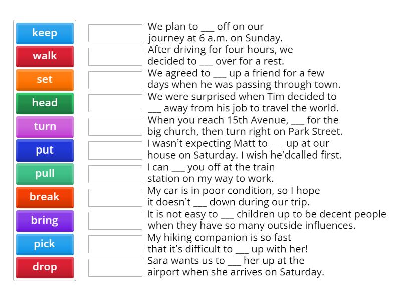 FOCUS 3 U3 PHRASAL VERBS2 - Match up