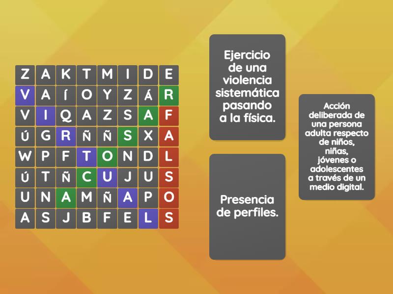 VIOLENCIA DIGITAL: GROOMING - Sopa de letras