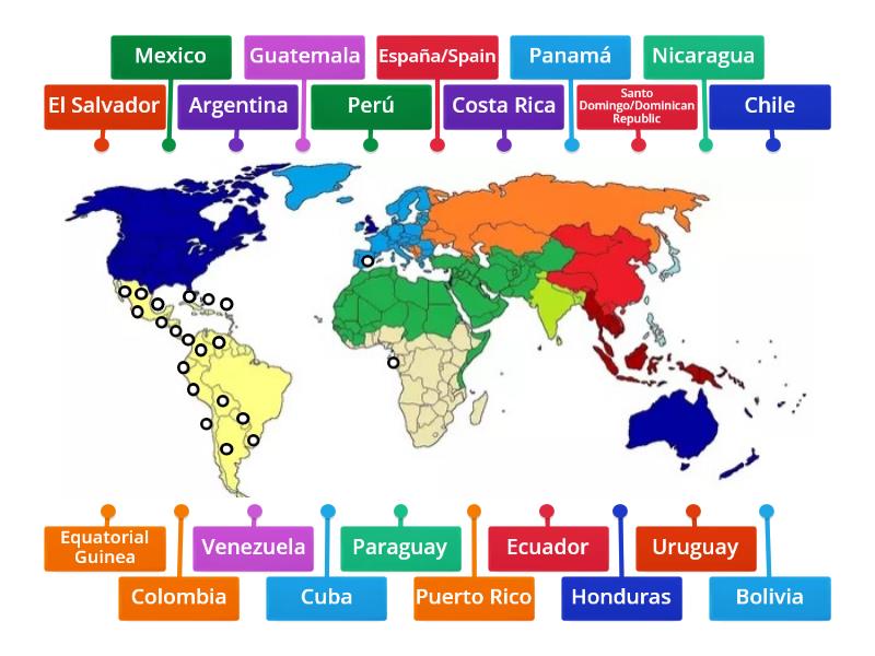 Mapa De Spanish Speaking Countrieslugares Donde Se Habla Espanol Labelled Diagram 8576