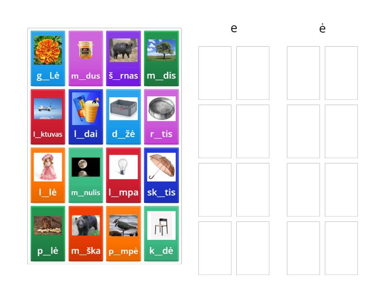 e-ė diferenciacija - Group sort