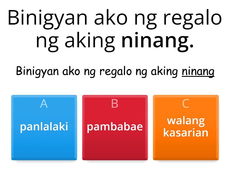 Aralin 1: Kasarian Ng Pangngalan - Quiz