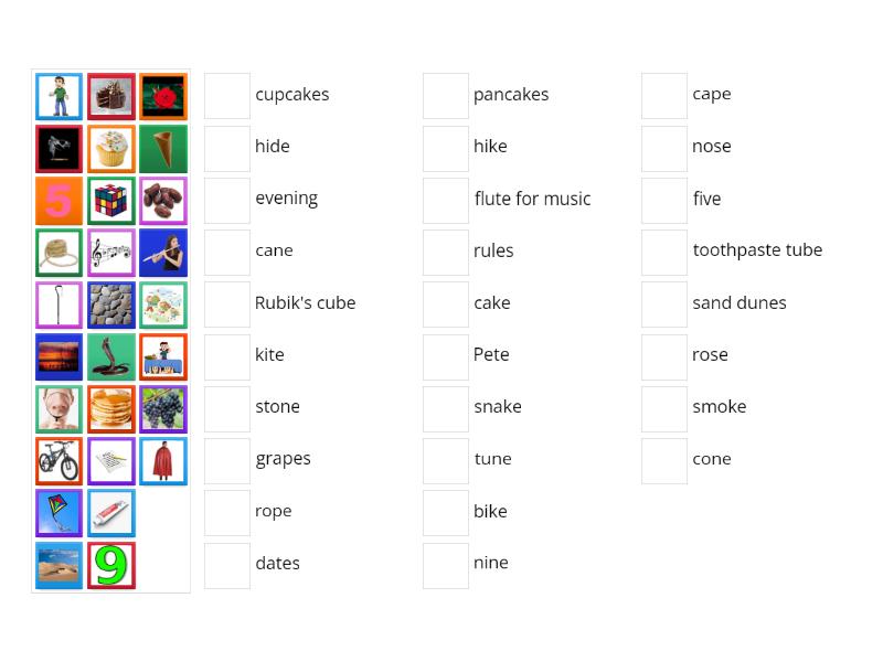 Magic e words - Match up
