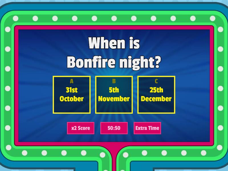 Bonfire Night Safety Gameshow quiz