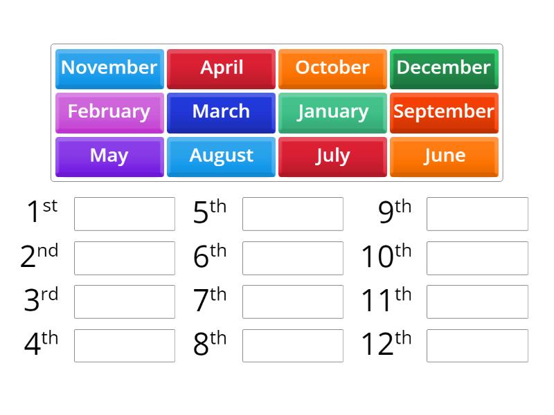 Months of the Year - Rank order