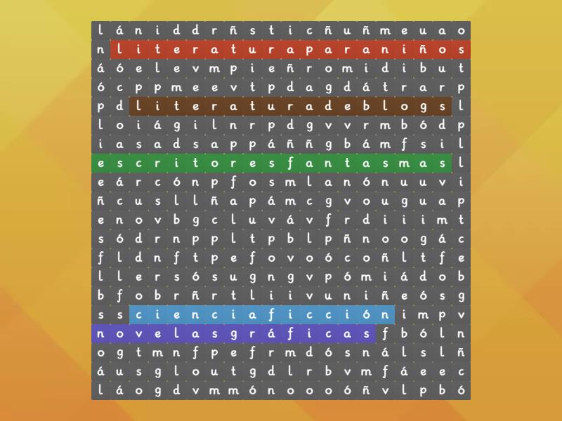 Sopa De Letras Generos De La Literatura Contemporanea Wordsearch 8936