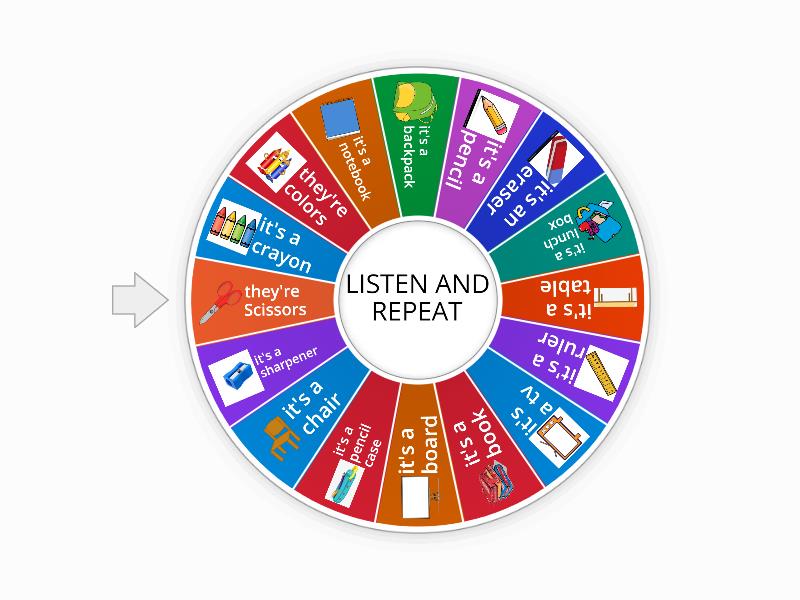 classroom objects - Spin the wheel