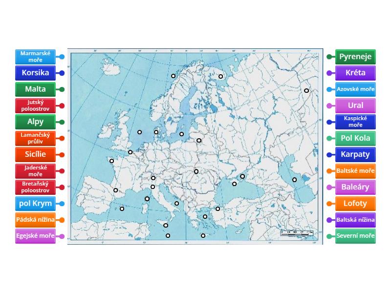 Evropa slepá mapa test - Rysunek z opisami