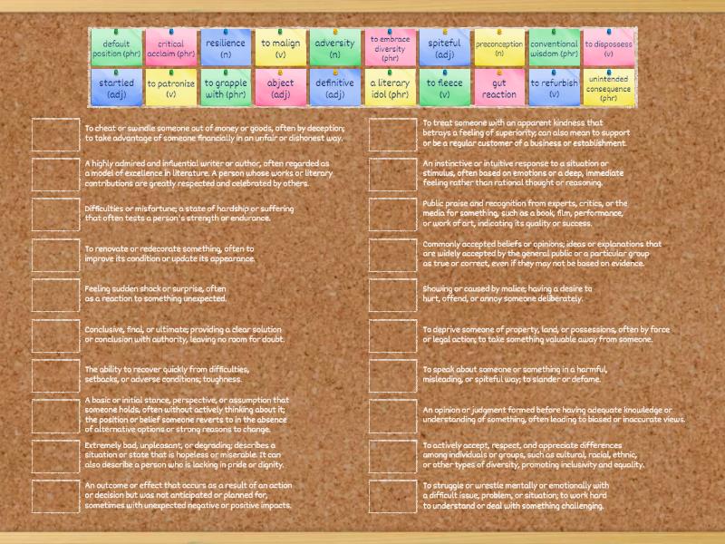 Finding the definitions - Match up