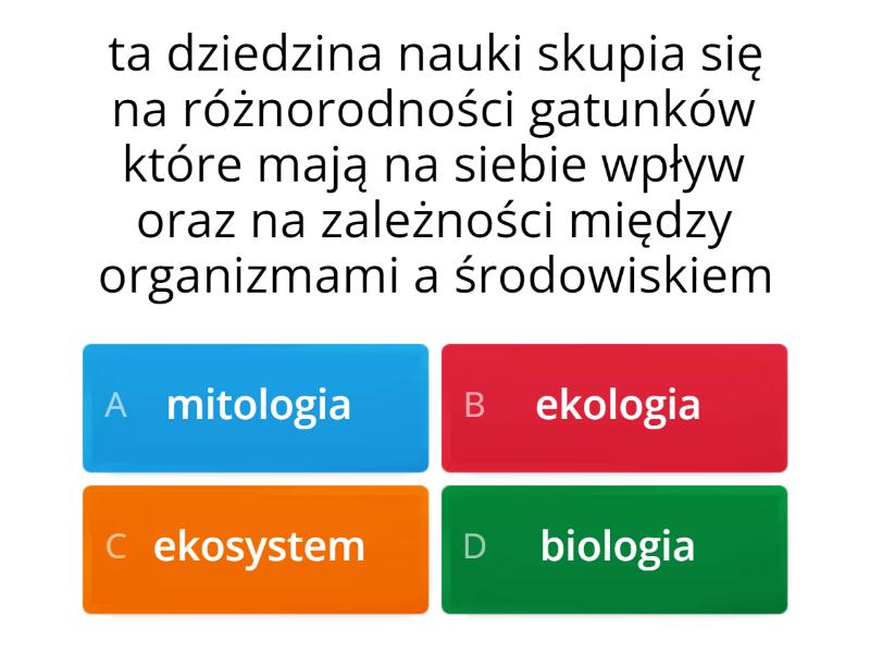 Biologia Klasa 8 Ekologia Sprawdzian Ekologia - Quiz
