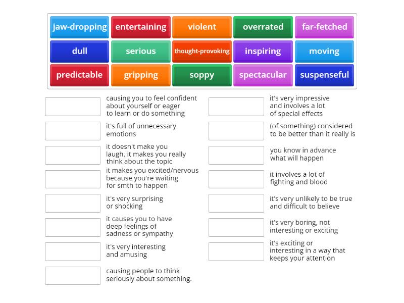 Adjectives to describe films - Match up