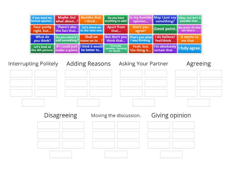 Fce Speaking Part 3 Useful Expressions Group Sort