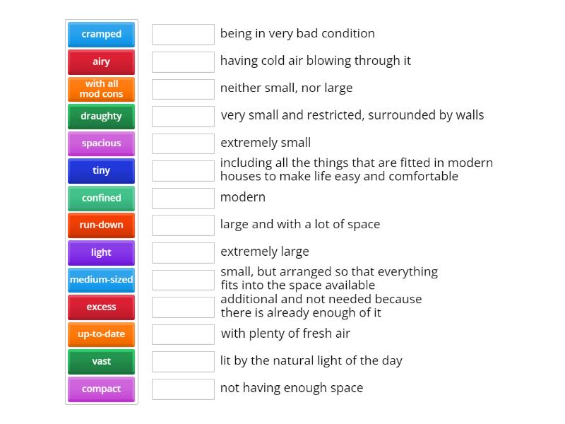 Describing houses. Vocabulary - Match up
