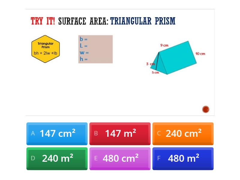 SURFACE AREA Triangular Prism Quiz