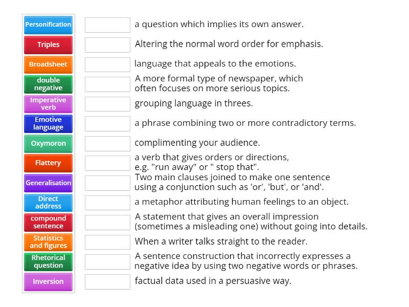 GCSE Essential Glossary - Match up